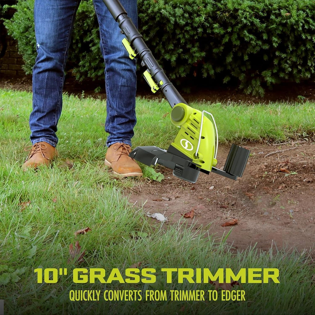 Cordless Lawn Care System, Grass & Hedge Trimmer Combo Power Tool Kit with 8” Pole Saw, Batteries & Charger - Heavy-Duty Trimming Machine Set for Lawn, Yard & Gardening Care, IONMAX GTS4002C