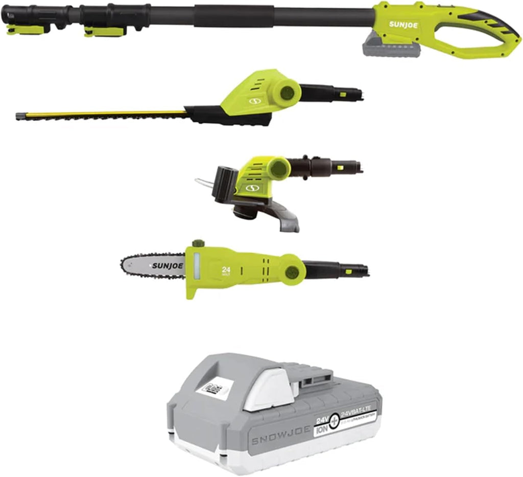 Cordless Lawn Care System, Grass & Hedge Trimmer Combo Power Tool Kit with 8” Pole Saw, Batteries & Charger - Heavy-Duty Trimming Machine Set for Lawn, Yard & Gardening Care, IONMAX GTS4002C