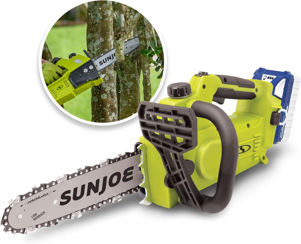 Cordless Chain Saw Machine, Battery and Charger, Wood Cutting Tool Kit, 10 Inch, 600W Motor - Heavy-Duty Trimming Equipment for Tree Trunks, Limbs, Logs, Brush, and Branches, 24V-10CS