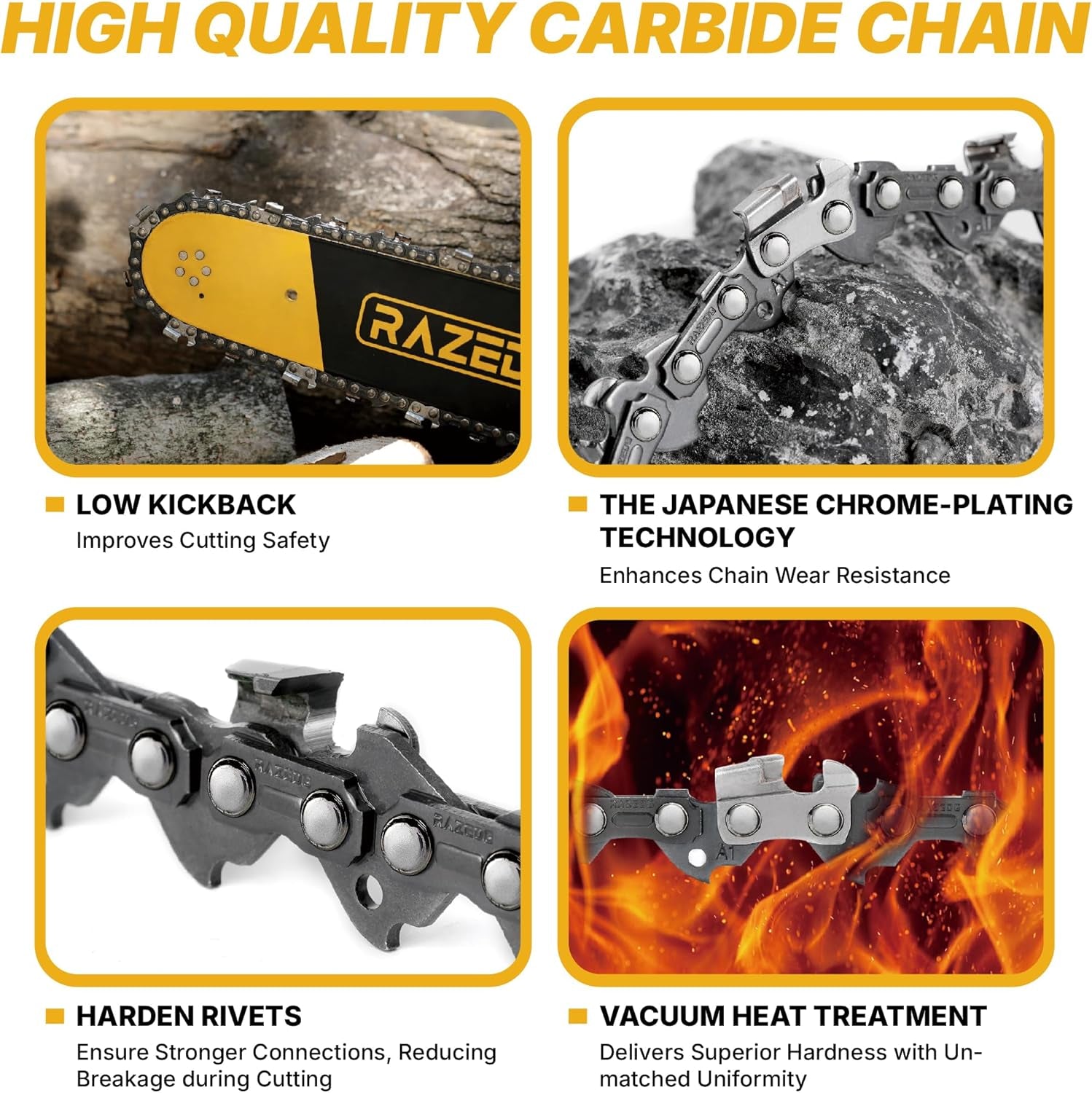 8 Inch Chainsaw Bar and Carbide Chain Combo, 3/8" LP Pitch, 050" Gauge, 33 Drive Links Fits Greenworks, Sun Joe, Chicago, Portland, Kobalt, Earthwise Pole Saw and More- S33 (1 Bar + 1 Carbide Chain)
