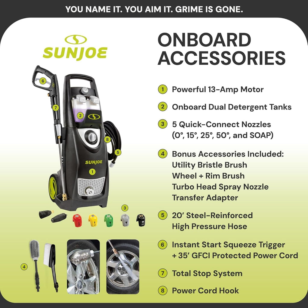 Electric Pressure Power Washer W/ Extension Spray Wand and Hose, 2030 PSI, 1.2 GPM, 14.5-Amp Motor - Heavy-Duty Cleaning Machine for Patios, Decks, Sidewalks & Cars, SPX3000-PK1