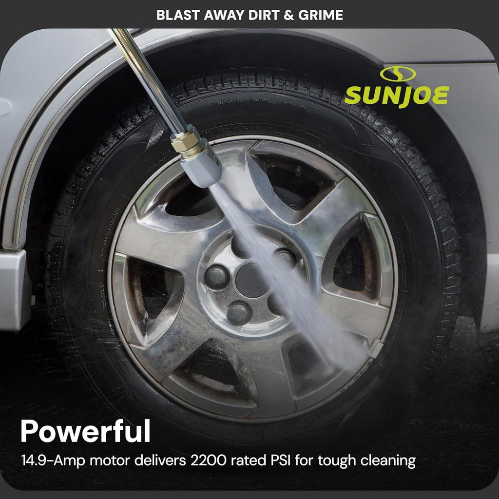 Electric Pressure Washer W/Wheels & 3 Quick-Connect Nozzles, 2200 PSI (PWMA Certified), 1.1 GPM, 14.9-Amp Motor - Heavy-Duty Cleaning Machine for Patios, Decks, Sidewalks & Cars, SPX3000-QW2