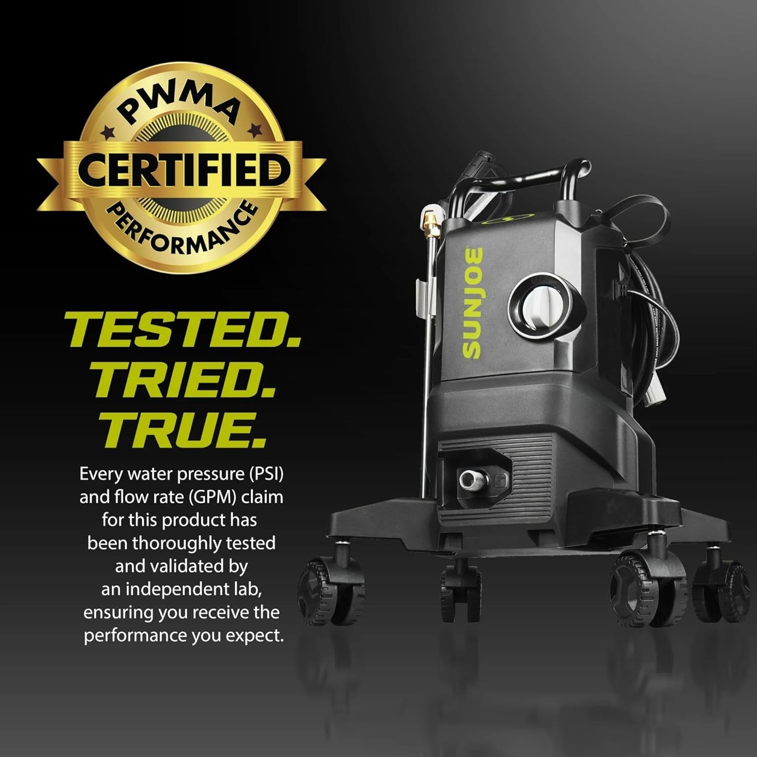 Electric Pressure Washer W/Wheels & 3 Quick-Connect Nozzles, 2200 PSI (PWMA Certified), 1.1 GPM, 14.9-Amp Motor - Heavy-Duty Cleaning Machine for Patios, Decks, Sidewalks & Cars, SPX3000-QW2