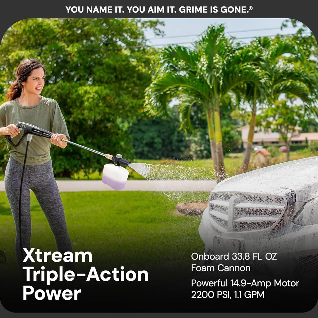 SPX3000-XT XTREAM 2,200 PSI Pressure Washer with 14.9A Motor, Includes 4 Quick-Connect Nozzles, High-Pressure Hose, Garden Hose Adapter, and 35-Foot Power Cord