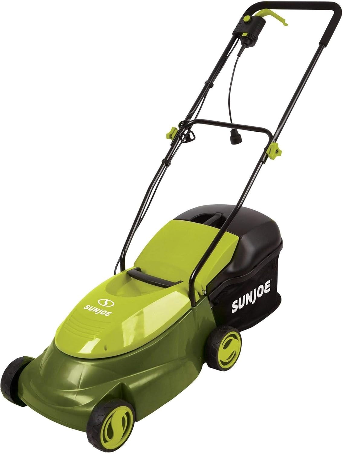 MJ401E 14-Inch 12-Amp Electric Lawn Mower W/Collapsible Handle for Storage, 3-Position Height Control, 10.6-Gallon Bag, Green