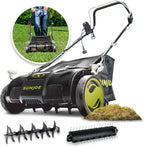 Corded Dethatcher & Scarifier with 13.2-Gal Bag, 15-Inch Cutting Width, 13-Amp Motor - Heavy-Duty Yard Trimmer for Gardening Care and Lawn Maintenance, AJ805E