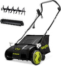 Corded Dethatcher & Scarifier with 13.2-Gal Bag, 15-Inch Cutting Width, 13-Amp Motor - Heavy-Duty Yard Trimmer for Gardening Care and Lawn Maintenance, AJ805E