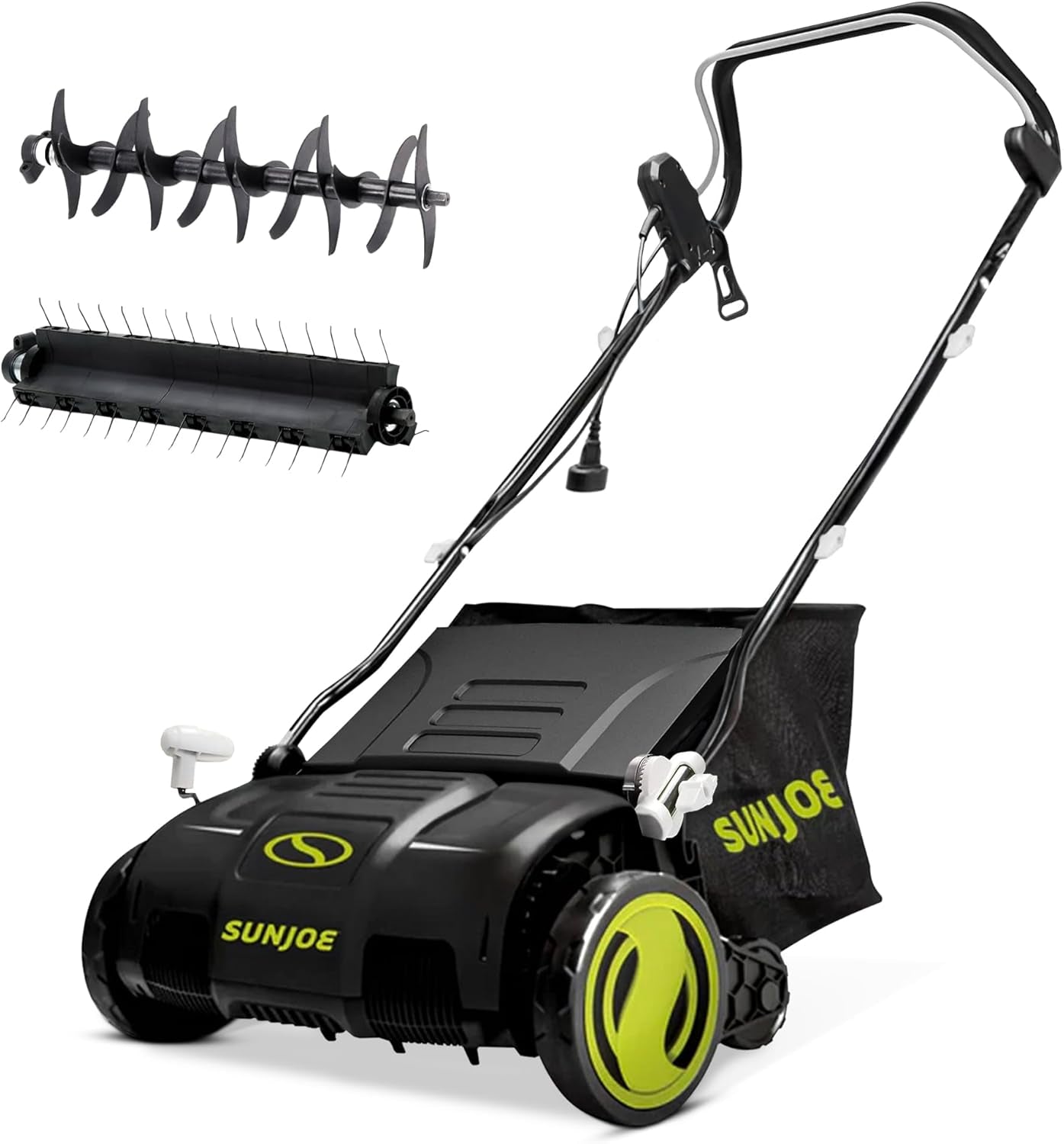 Corded Dethatcher & Scarifier with 13.2-Gal Bag, 15-Inch Cutting Width, 13-Amp Motor - Heavy-Duty Yard Trimmer for Gardening Care and Lawn Maintenance, AJ805E