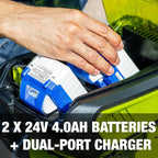 24V-X2-16LM 48-Volt IONMAX Cordless Brushless Lawn Mower Kit, W/ 4.0-Ah Battery + Dual Port Charger & 12-Gallon Collection Bag, 16-Inch, Comfort Grip, One Touch 6-Position Height Adjustment
