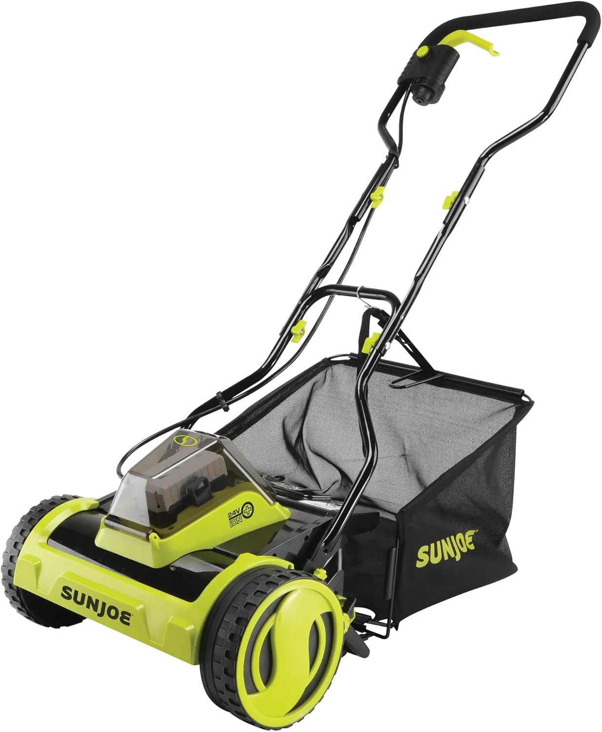 Cordless Electric Push Lawn Mower with 11.9-Gal Bag, 15-Inch Cutting Width, 360W Motor - Heavy-Duty Yard Trimmer for Gardening Care and Maintenance, IONMAX 24V-CRLM15
