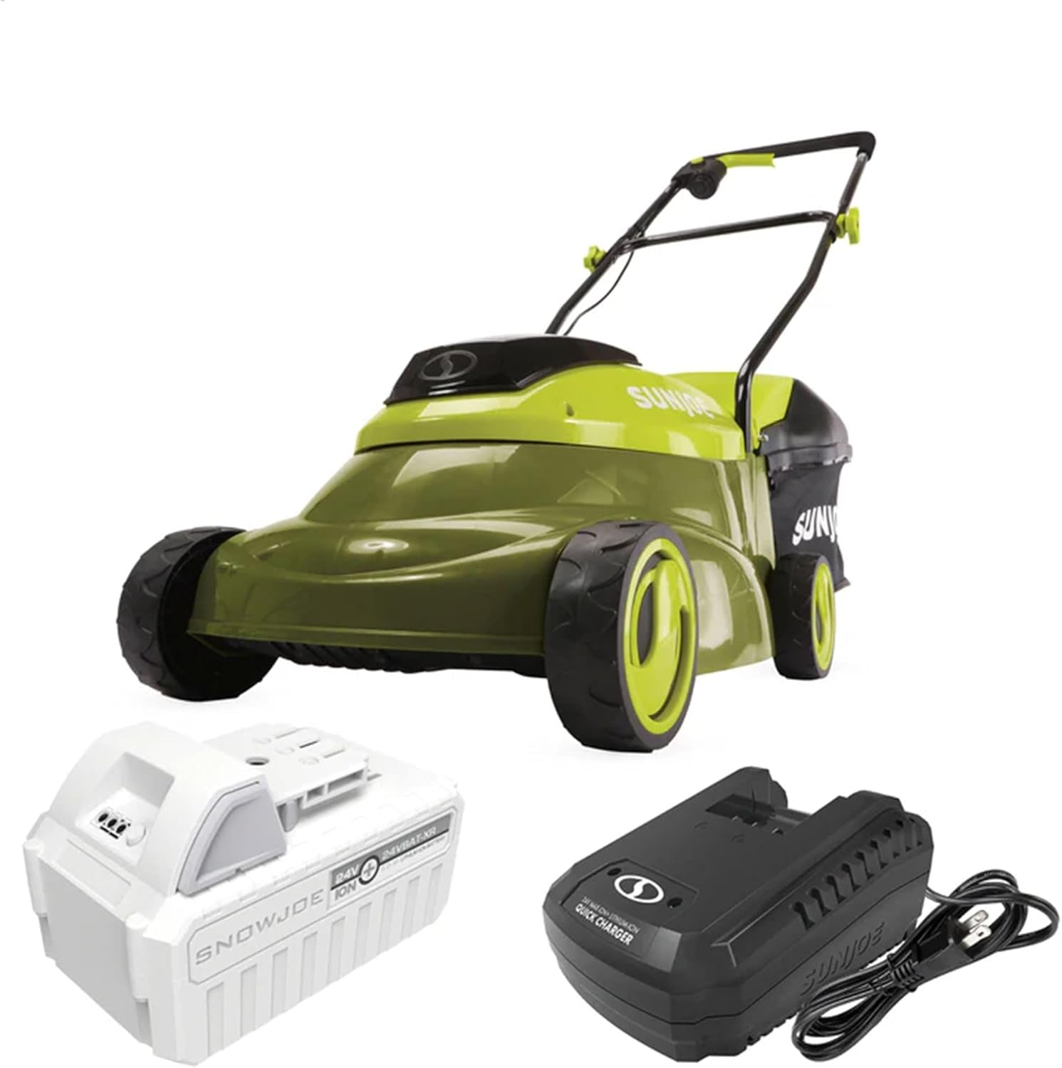 Cordless Electric Push Lawn Mower with 11.9-Gal Bag, 15-Inch Cutting Width, 360W Motor - Heavy-Duty Yard Trimmer for Gardening Care and Maintenance, IONMAX 24V-CRLM15