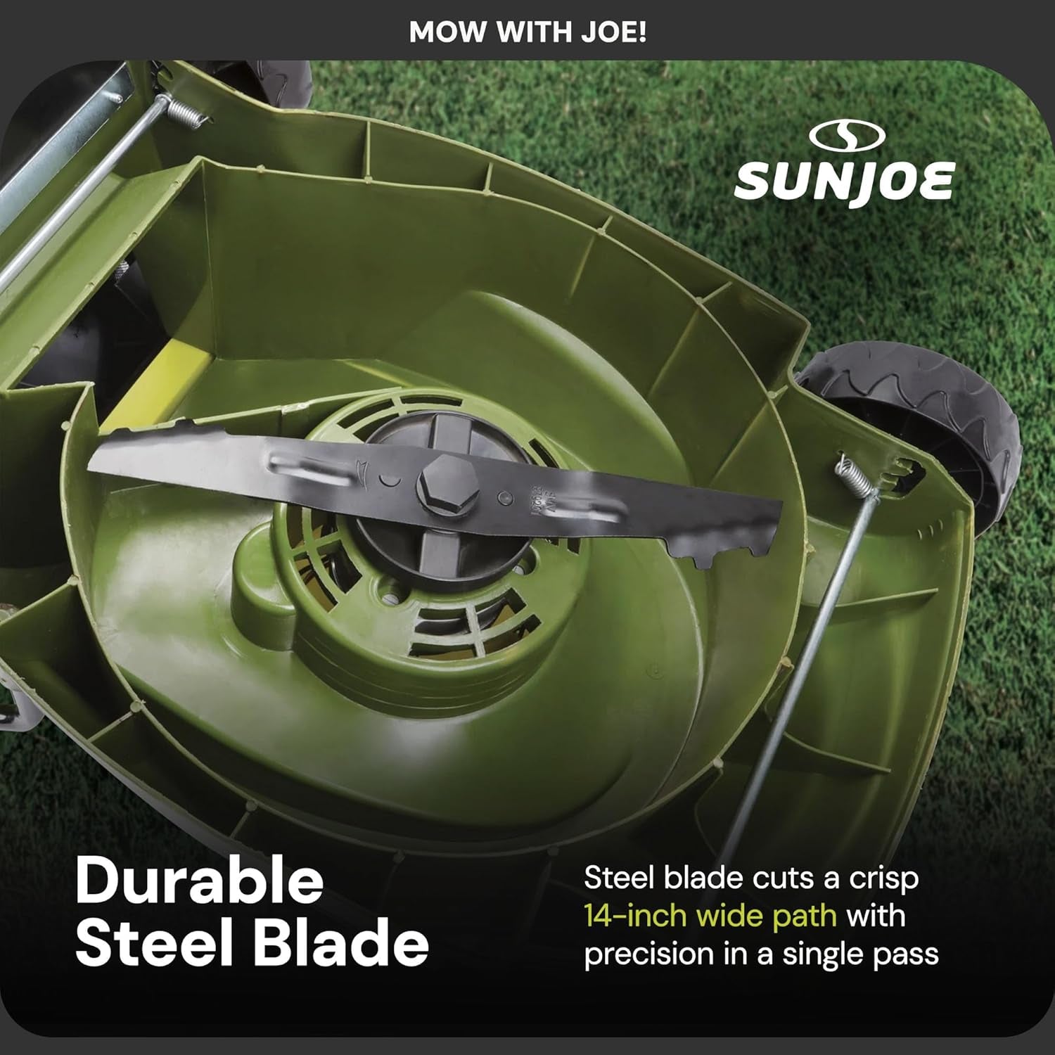 Cordless Electric Push Lawn Mower with 10.6-Gal Bag, 14-Inch Cutting Width, Green - Heavy-Duty Yard Trimmer Machine for Gardening Care and Maintenance, MJ401C-PRO