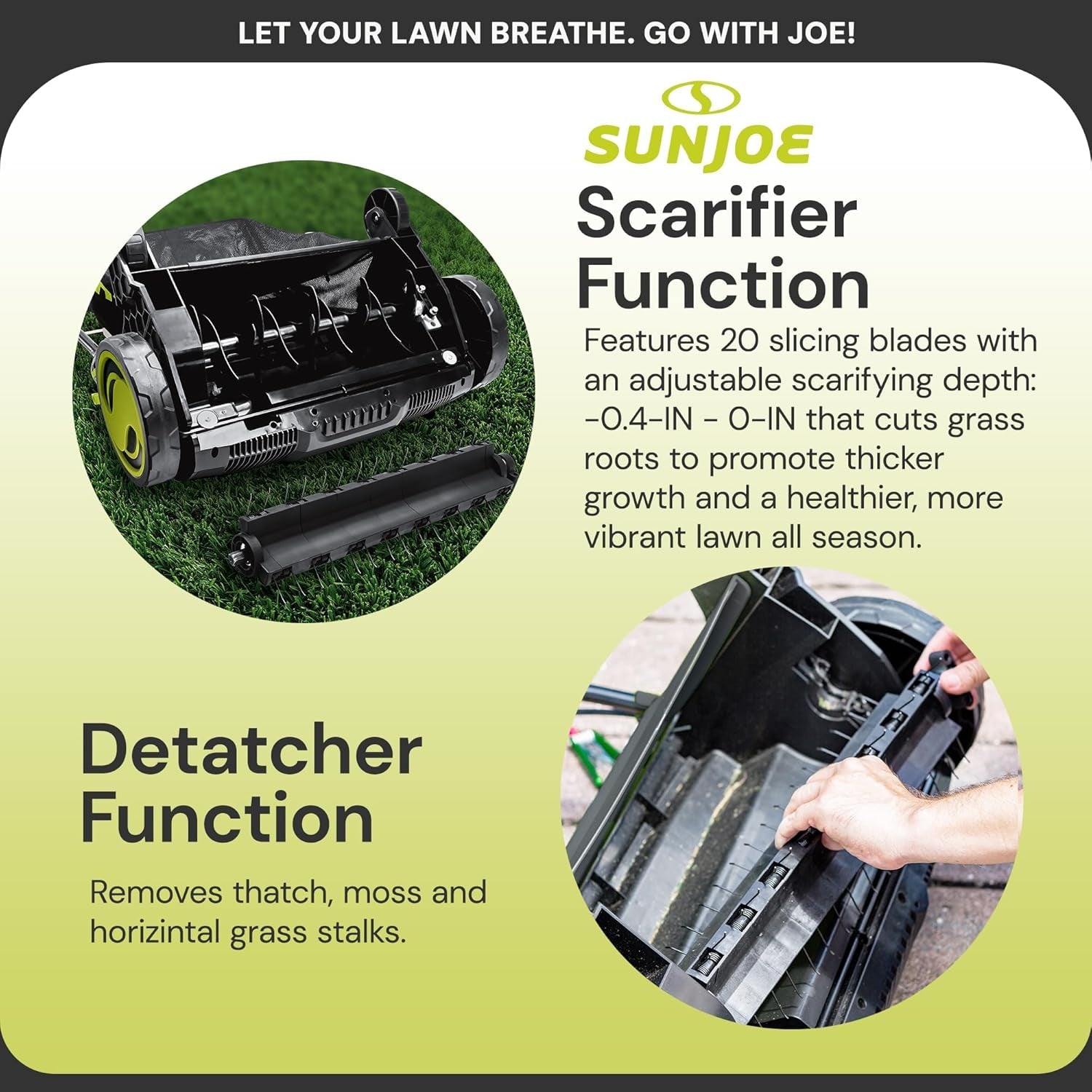 Corded Electric Dethatcher & Scarifier with 8-Gal Bag, 12.6-Inch Cutting Width, 12-Amp Motor - Heavy-Duty Yard Trimmer for Gardening Care and Lawn Maintenance, AJ801E