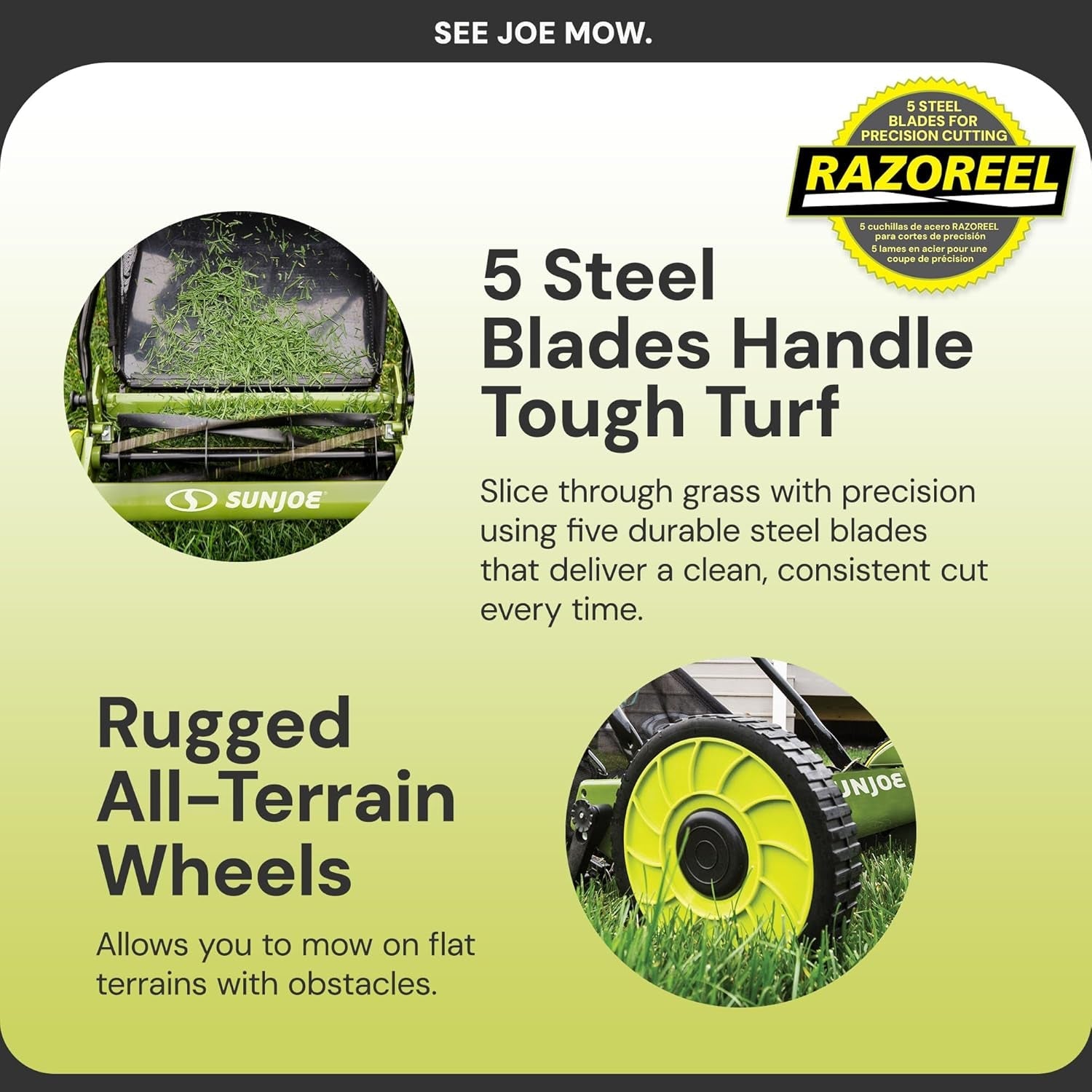 Lawn Mower, 16 Inch Manual Reel Push behind Machine, Outdoor Equipment with Removable Grass Catcher and Adjustable Cutting Height