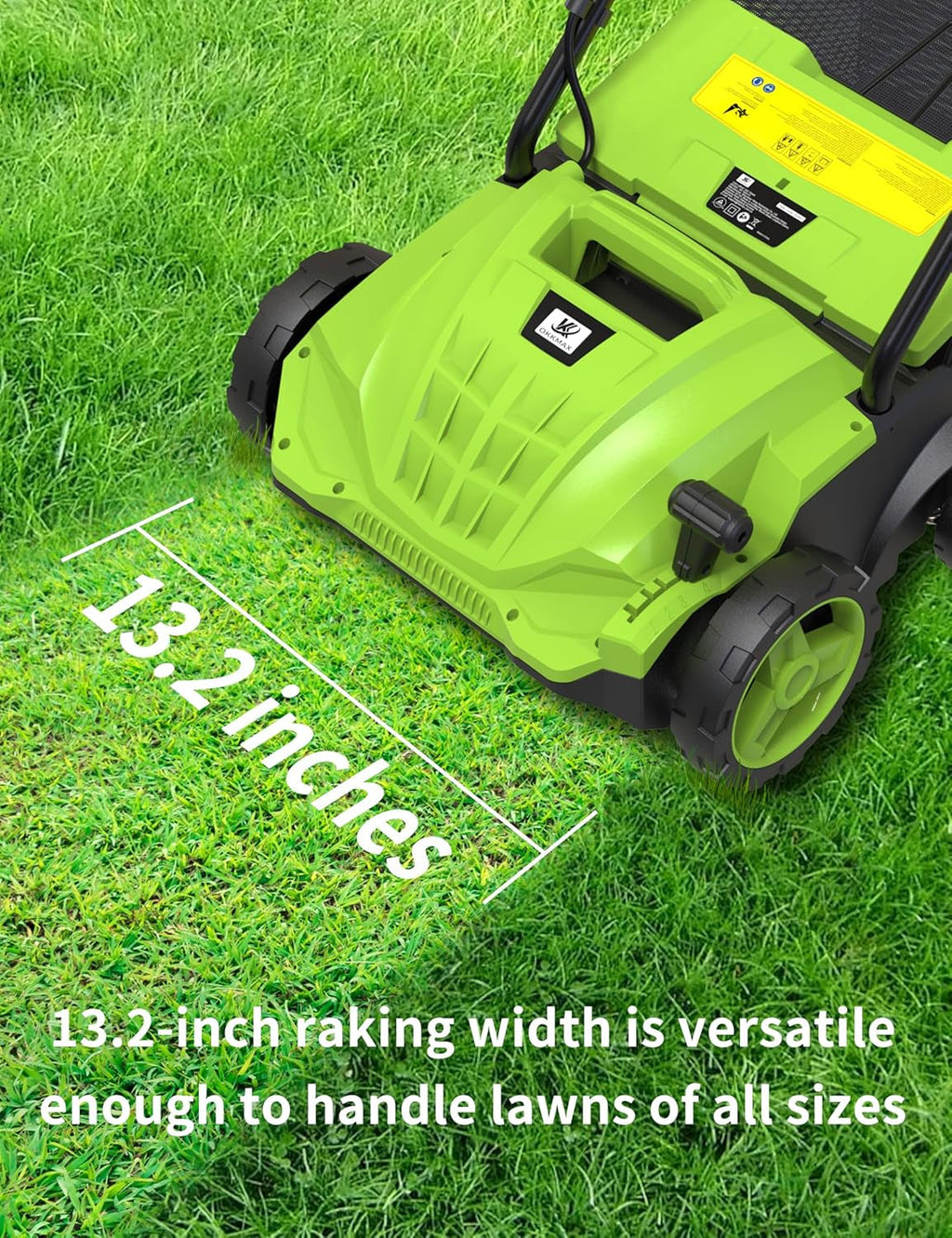 Electric Dethatcher Scarifier 13-Inch 12 Amp,2-In-1 Lawn Dethatcher, 4-Position Depth Adjustment, Scarifier with Foldable Handle Two Safety Switches for Lawn Garden Yard (13.2-Inch)