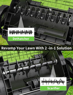 Electric Dethatcher Scarifier 13-Inch 12 Amp,2-In-1 Lawn Dethatcher, 4-Position Depth Adjustment, Scarifier with Foldable Handle Two Safety Switches for Lawn Garden Yard (13.2-Inch)