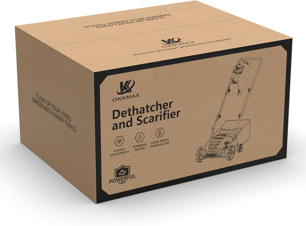 Electric Dethatcher Scarifier 13-Inch 12 Amp,2-In-1 Lawn Dethatcher, 4-Position Depth Adjustment, Scarifier with Foldable Handle Two Safety Switches for Lawn Garden Yard (13.2-Inch)