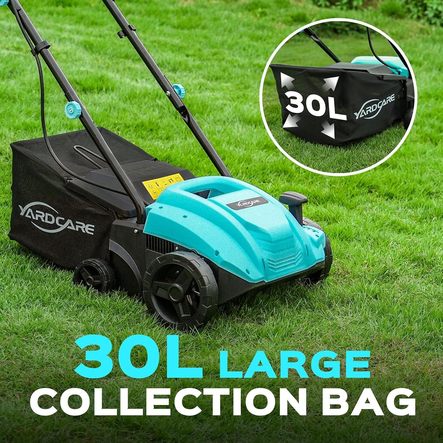 13-Inch 2-In-1 Electric Dethatcher & Scarifier, 12 Amp Lawn Tool with 8 Gal Collection Bag, Adjustable Depth, Powerful Motor for Healthier Grass