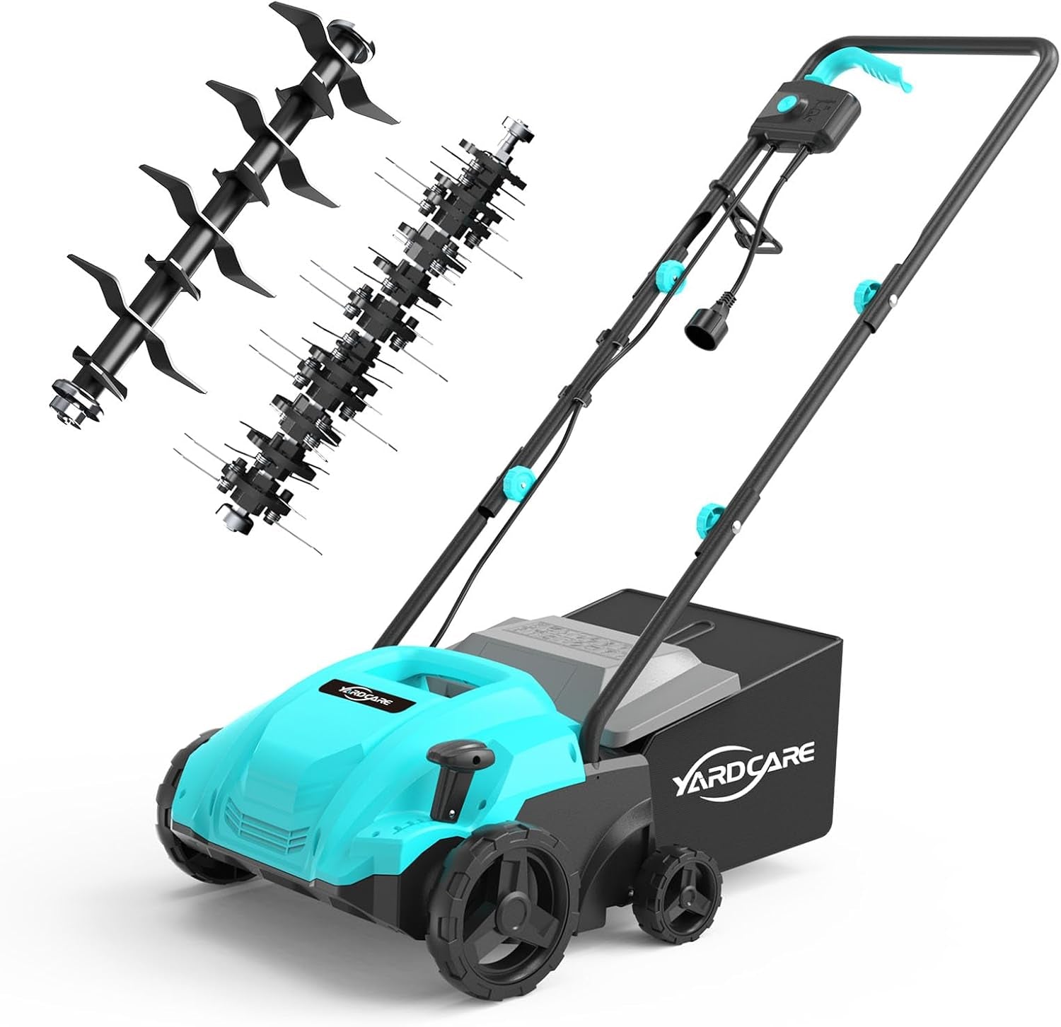 13-Inch 2-In-1 Electric Dethatcher & Scarifier, 12 Amp Lawn Tool with 8 Gal Collection Bag, Adjustable Depth, Powerful Motor for Healthier Grass