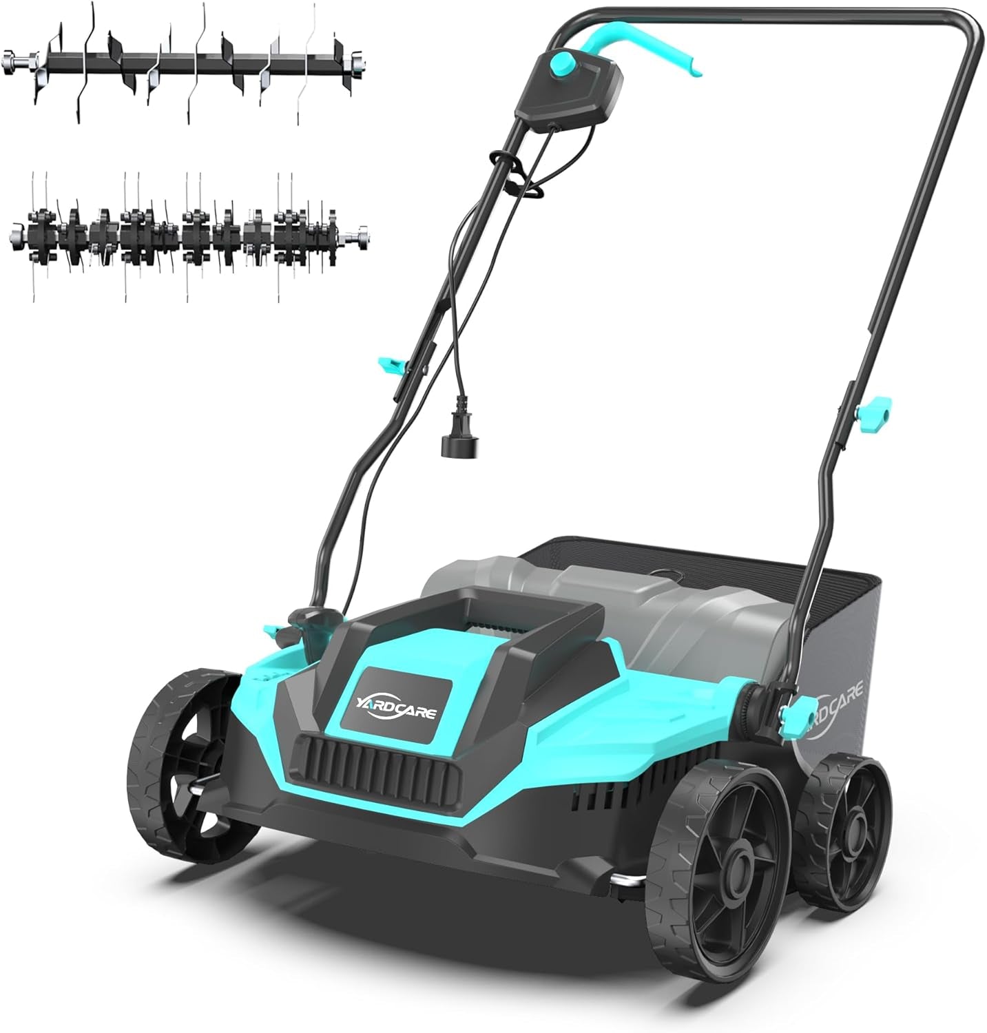 13-Inch 2-In-1 Electric Dethatcher & Scarifier, 12 Amp Lawn Tool with 8 Gal Collection Bag, Adjustable Depth, Powerful Motor for Healthier Grass