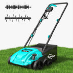 13-Inch 2-In-1 Electric Dethatcher & Scarifier, 12 Amp Lawn Tool with 8 Gal Collection Bag, Adjustable Depth, Powerful Motor for Healthier Grass