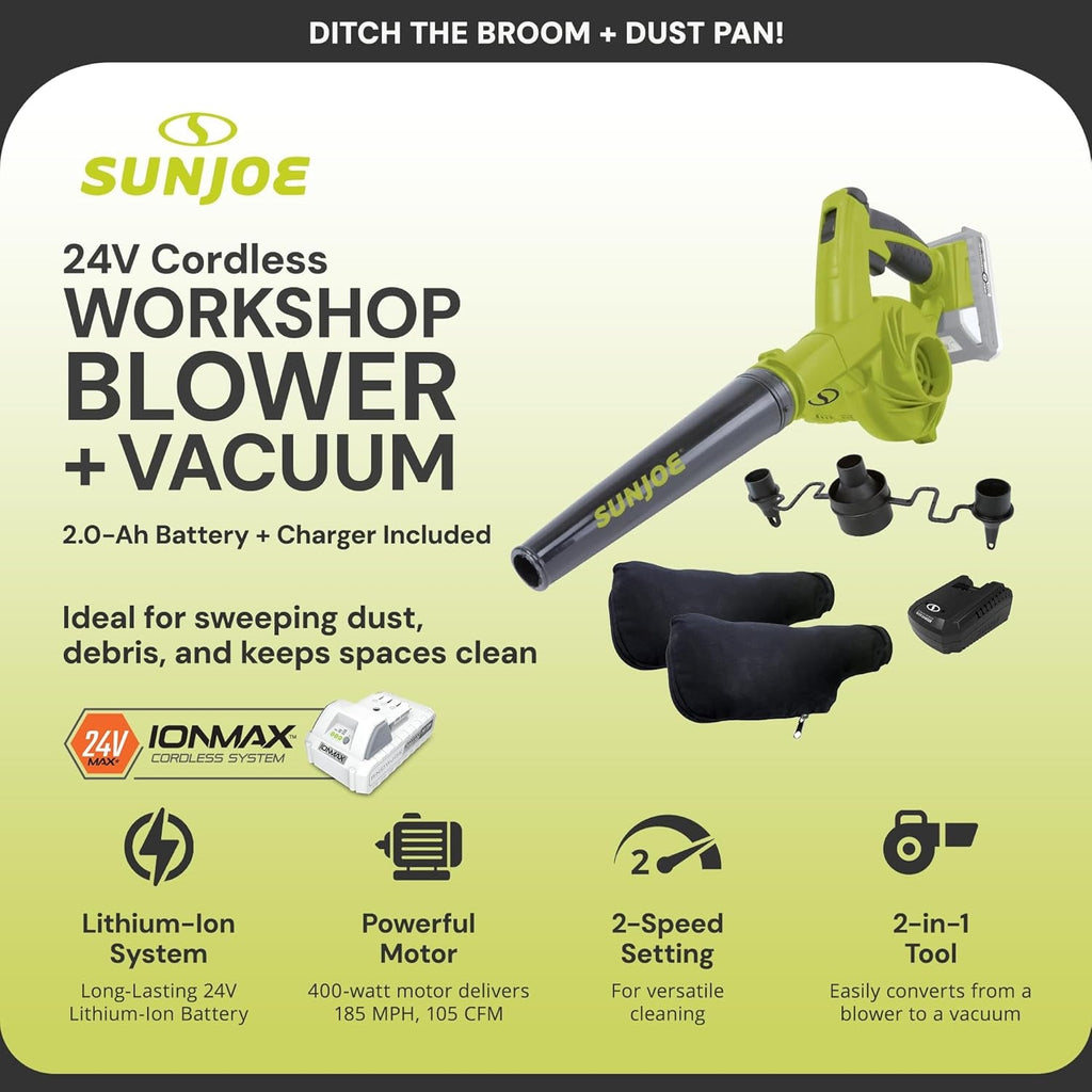 24V IONMAX Work Shop Blower and Vacuum Battery Charger, 24V-WSB-LTE