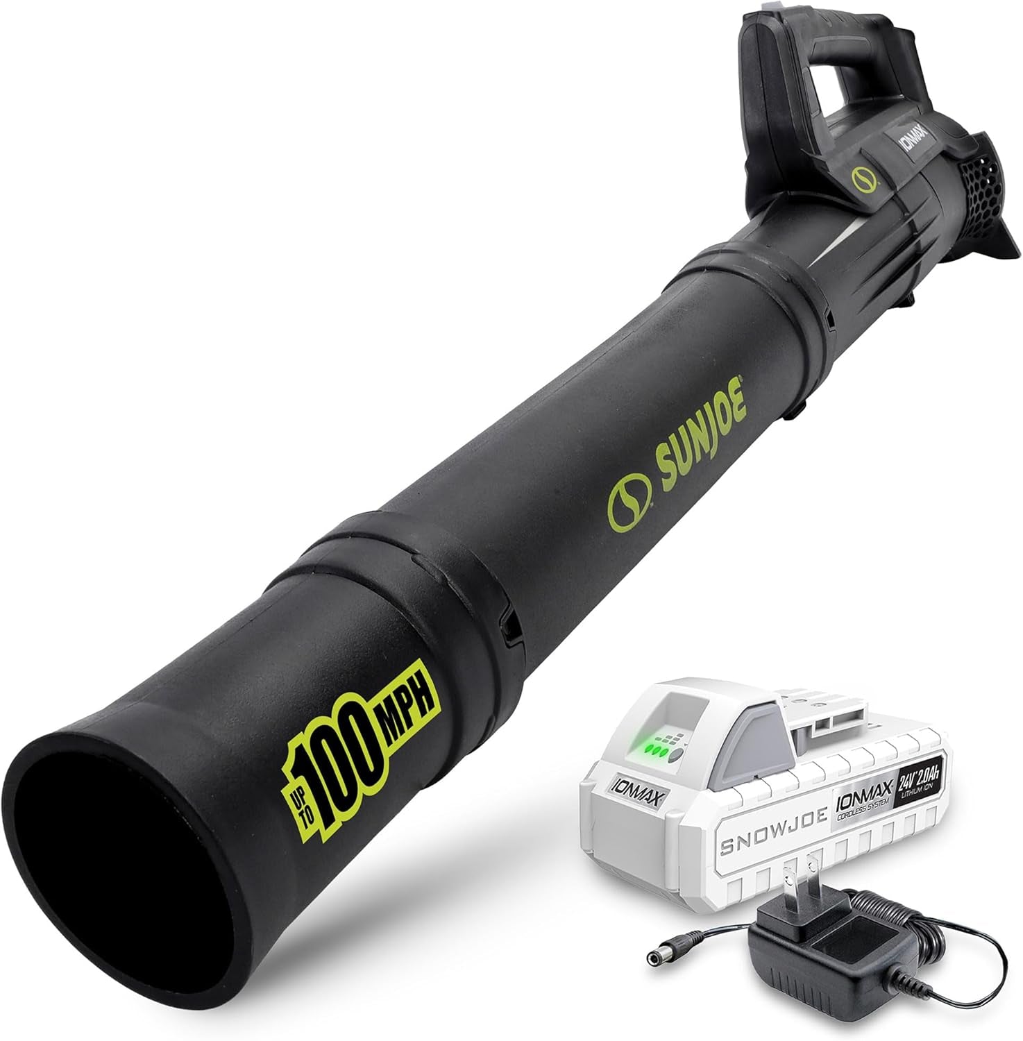 Cordless Jet Blower with Compact Turbine, Battery & Charger, 24V, 100 MPH - Portable and Lightweight Battery-Powered Electric Equipment for Lawn, Garden, and Yard Care, IONMAX 24V-TB-LTE