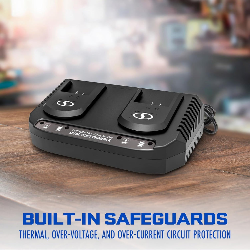 24V-TB-CT 24-Volt Compact Cordless Jet Turbine Leaf Blower W/Lithium-Ion Battery and Dual Port Quick Charge Docking Station