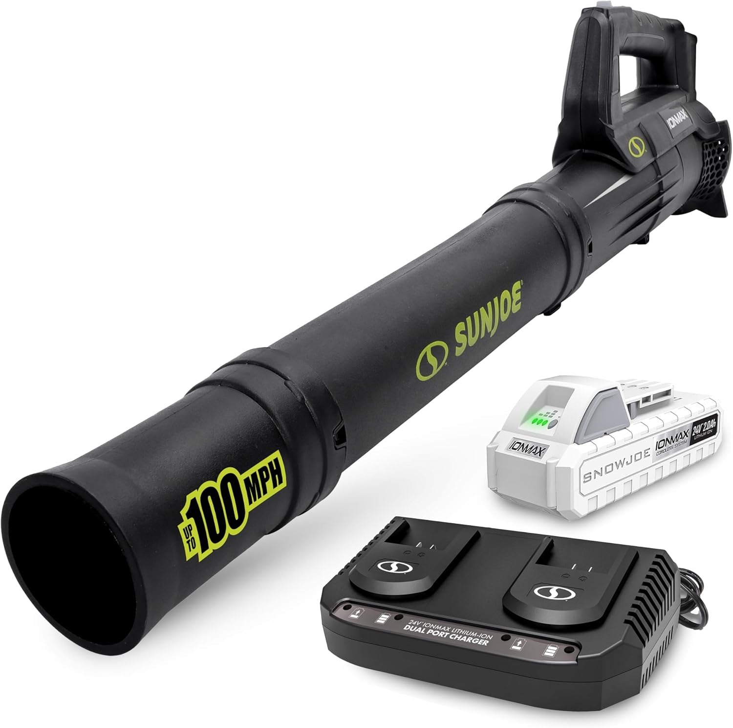 24V-TB-CT 24-Volt Compact Cordless Jet Turbine Leaf Blower W/Lithium-Ion Battery and Dual Port Quick Charge Docking Station