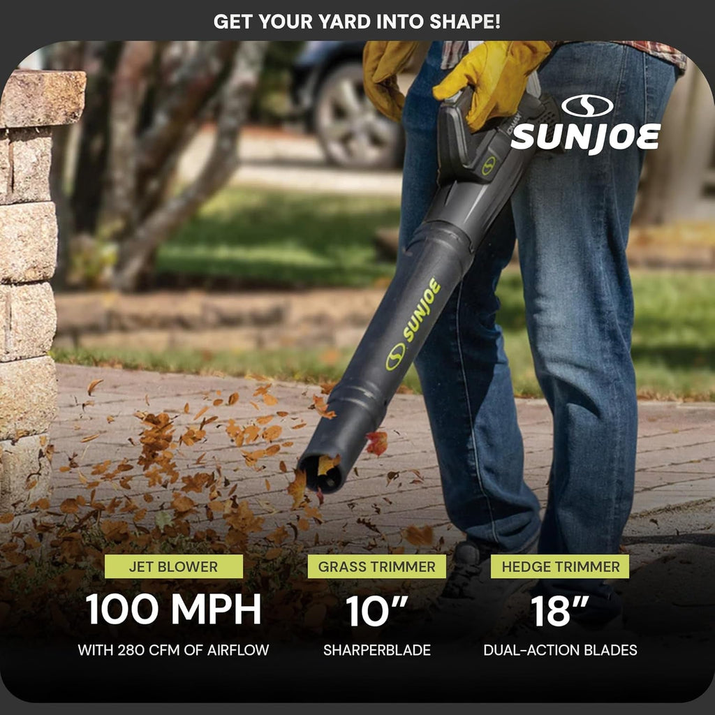 24V IONMAX Cordless Leaf Blower, Grass and Hedge Trimmer Outdoor Garden Combo Power Tool Kit with Batteries and Charger, 24V-GT4MAX-LTE