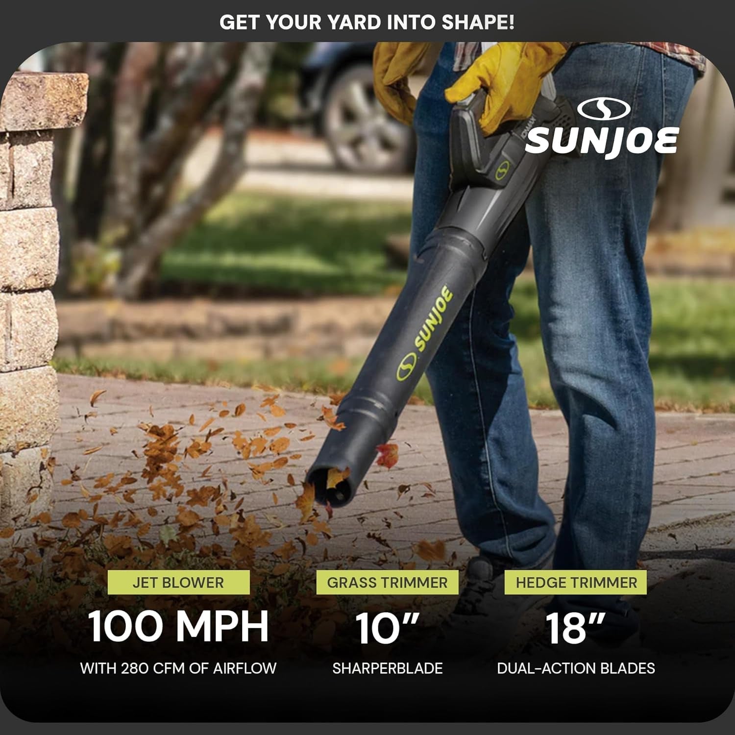 24V IONMAX Cordless Leaf Blower, Grass and Hedge Trimmer Outdoor Garden Combo Power Tool Kit with Batteries and Charger, 24V-GT4MAX-LTE